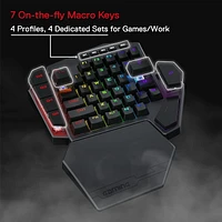 Redragon K585 DITI Wireless One-Handed Mechanical Keyboard, 42 Keys 2.4Ghz RGB 40% Gaming Keypad with 7 Onboard Macro Keys, Detachable Wrist Support (Blue Switch)