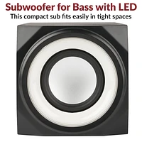 Système de haut-parleurs 3 pièces Cyber Acoustics CA-SP34BT, 32 W (total), Bluetooth, canal 2.1 avec caisson de basses et effets lumineux LED, son stéréo complet, noir