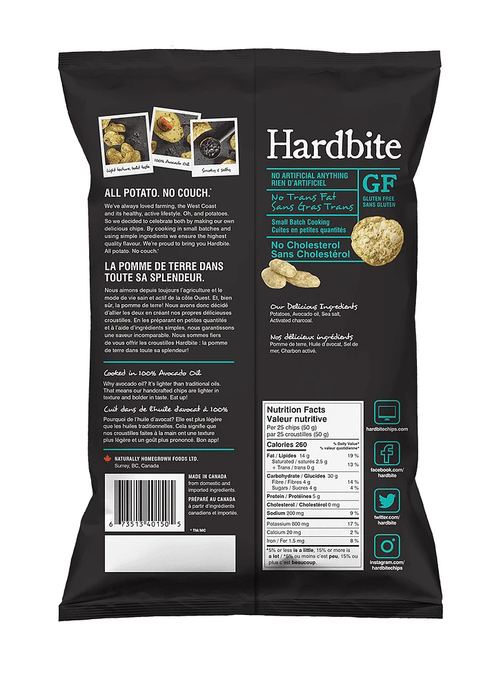 Hardbite Black Sea Salt Kettle Cooked Potato Chips, Hardbite Black Sea Salt