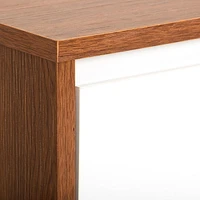 Fort Worth 63"L White and Brown Wood Grain Finish TV Stand with Open and Closed Storage