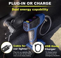 Bullseye Pro Digital Tire Pressure Gauge Air Pump 150 PSI w/Gauge Display Screen, Royal Blue, As Seen On Tv