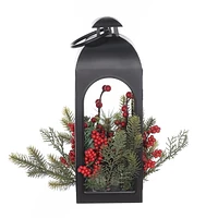 Noël noir métal lanterne décor 38cm