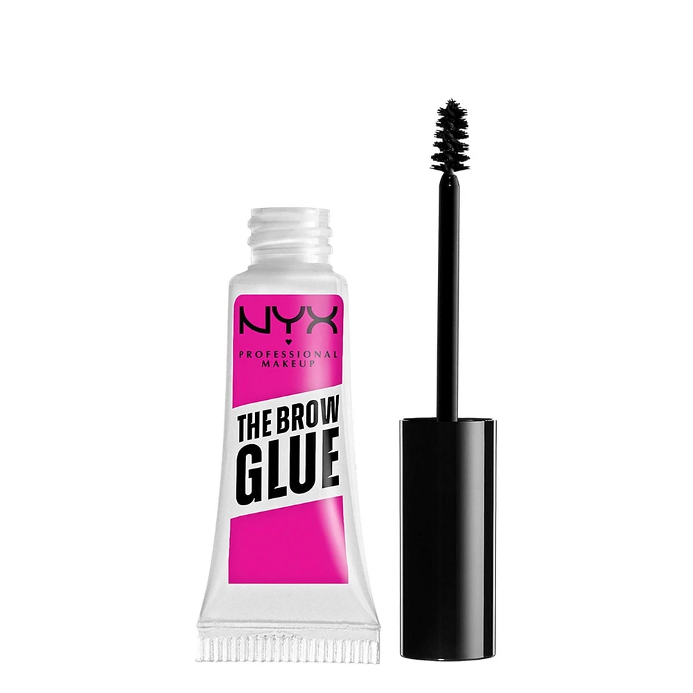NYX PROFESSIONAL MAKEUP, The Brow Glue, Outil instantané pour les sourcils, Tenue extrême 16hres, Formule végane - Warm Brown, 0.18oz / 5g Colle à sourcils teintée
