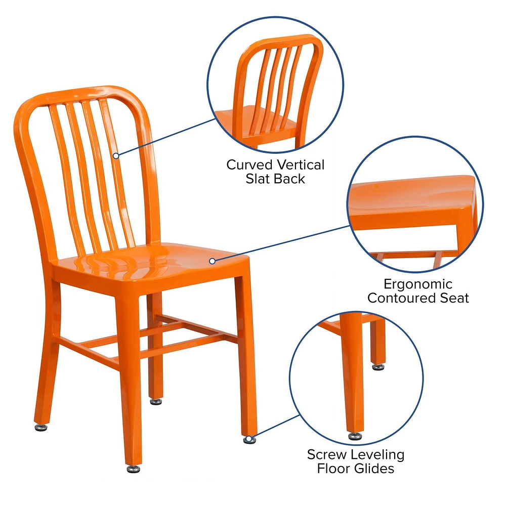 Chaise pour l'intérieur / l'extérieur en métal orange de qualité marchande, lot de 2