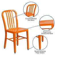 Chaise pour l'intérieur / l'extérieur en métal orange de qualité marchande, lot de 2