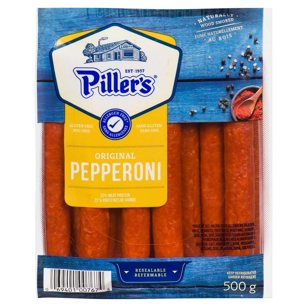 Piller's Original Gluten Free Pepperoni Meat Snacks, 500 g