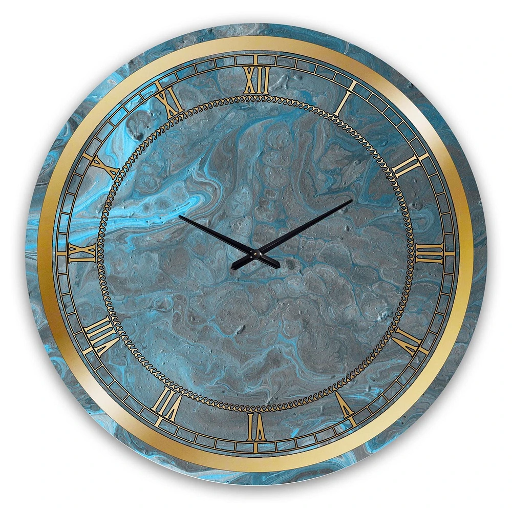 Designart Paysage de marbre bleu et gris horloge murale