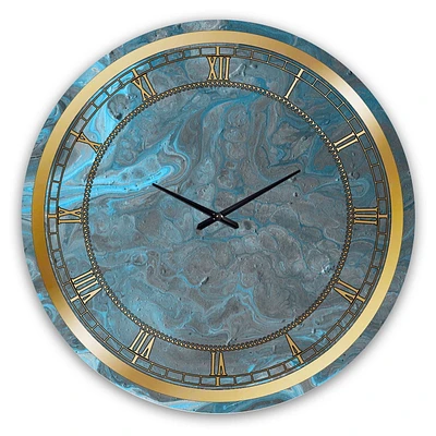 Designart Paysage de marbre bleu et gris horloge murale