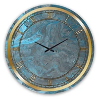 Designart Paysage de marbre bleu et gris horloge murale