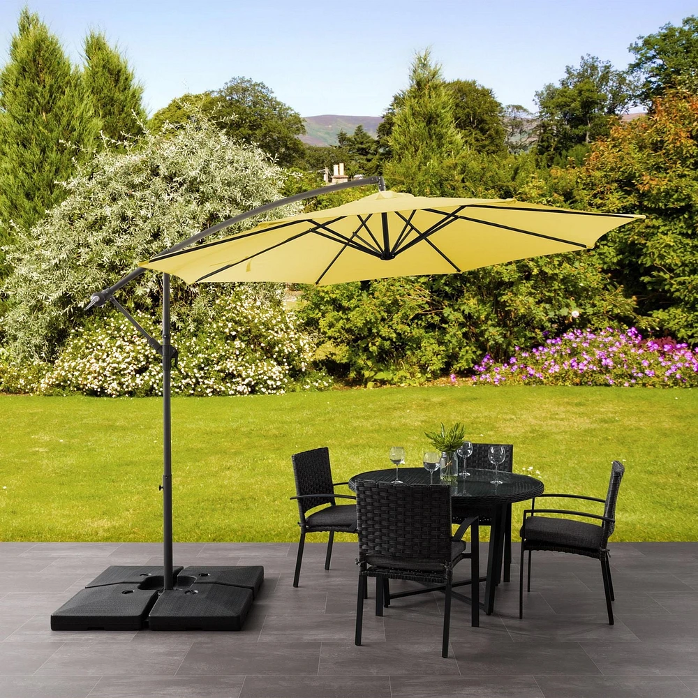 Parasol de terrasse inclinable en porte-à-faux CorLiving de 9,5 pieds avec cadre en acier et 8 bras de support