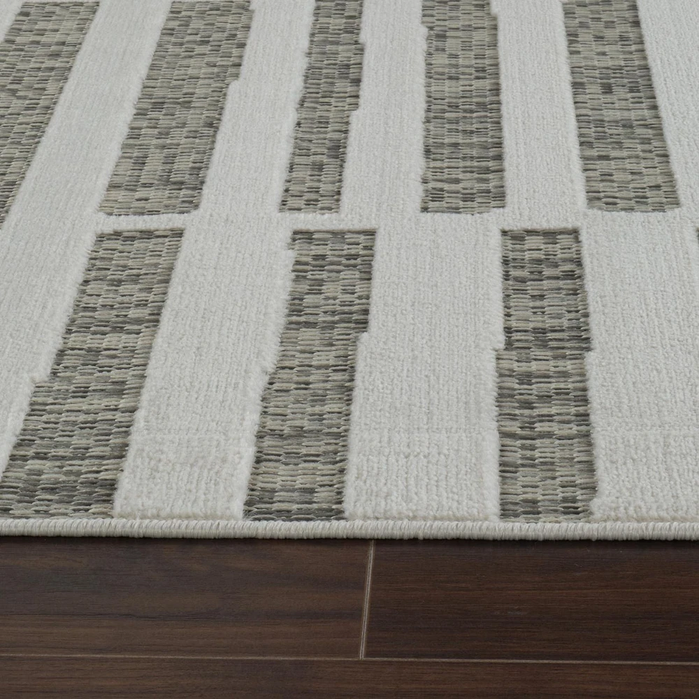 Tapis d'interieur exterieur abstrait Rug Branch Maise, beige creme, moderne - Entree, couloir, salle de bain et cuisine