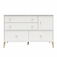 Valentina Asymmetrical 4 Drawer / 1 Door Convertible Dresser, White