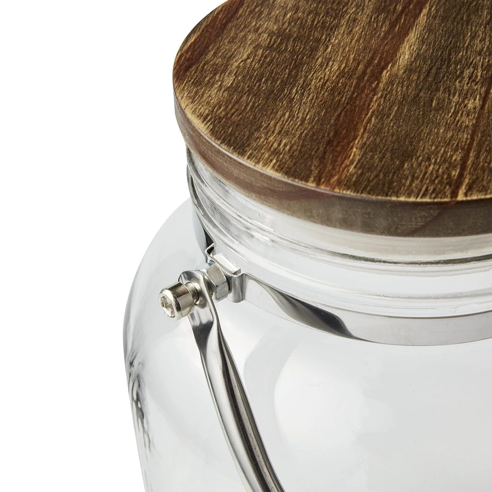 Accueil tendances distributeur de boissons en verre transparent de 1,5 gallon avec couvercle en bois Réservoirs d’eau en verre