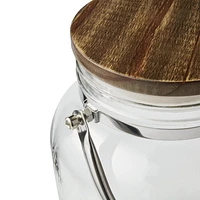 Accueil tendances distributeur de boissons en verre transparent de 1,5 gallon avec couvercle en bois Réservoirs d’eau en verre