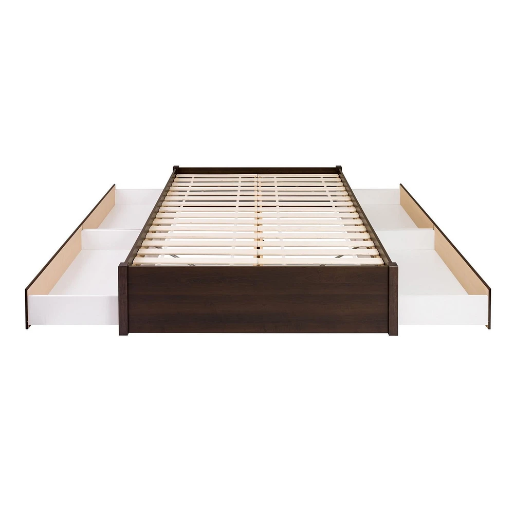 Prepac 63 in W x 16 in H x 83 in D Queen Select 4-Post Platform Bed with 4 Drawers