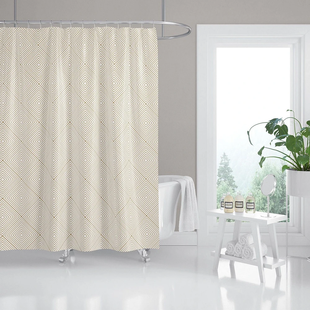 Hometrends Fabric Diamond Gold Shower Curtain, DIAMOND SC