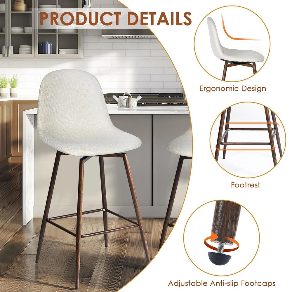Homycasa Set of 2 Barstool Swivel Counter Stools Sleek Upholstery Barstool with Ergonomics Curved Seat