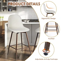 Homycasa Set of 2 Barstool Swivel Counter Stools Sleek Upholstery Barstool with Ergonomics Curved Seat
