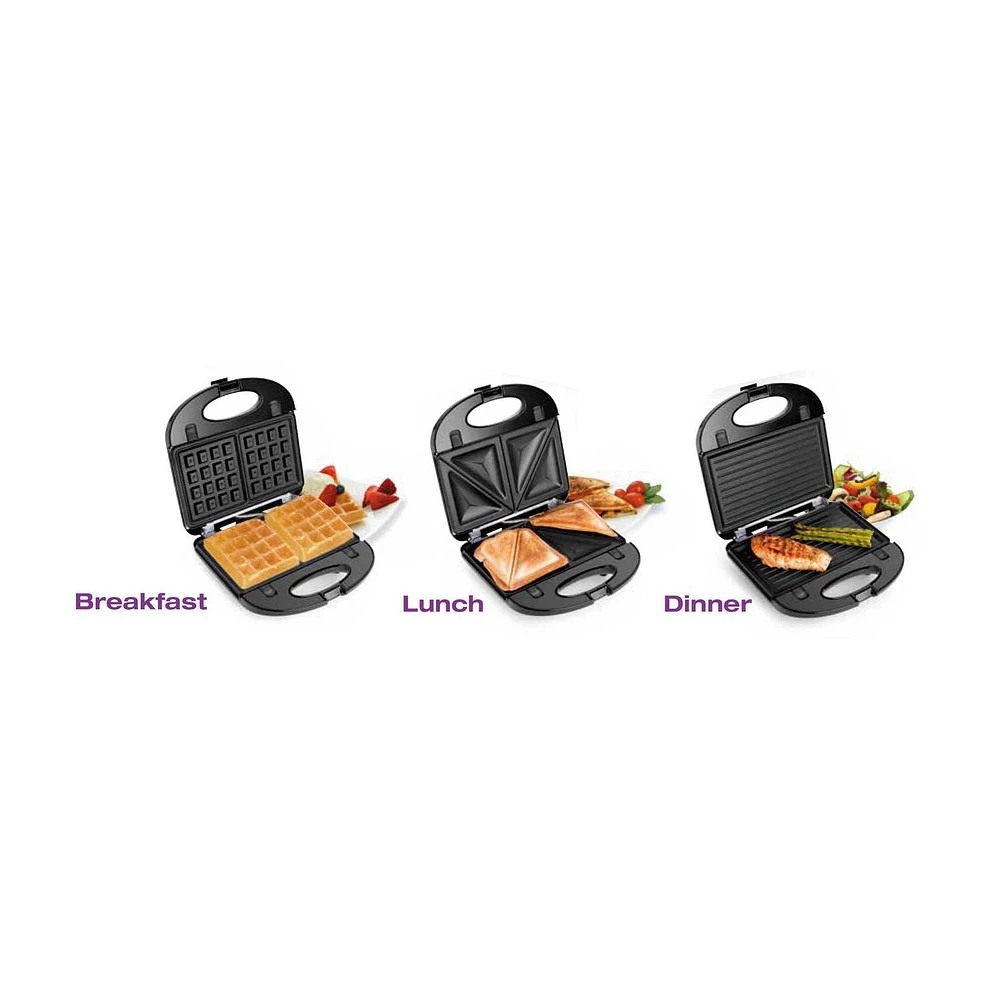 Salton Gril 3 en 1, Presse-Sandwichs et Gaufrier SM1543
