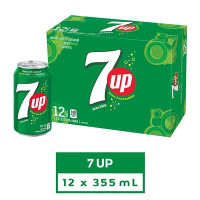 7UP Soft Drink, 355 mL Cans, 12 Pack, 12x355mL