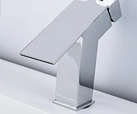 DROP Bath and Kitchen DR091005 Robinet pour lavabo de salle de bain de forme carrée en couleur chrome de la série Haven