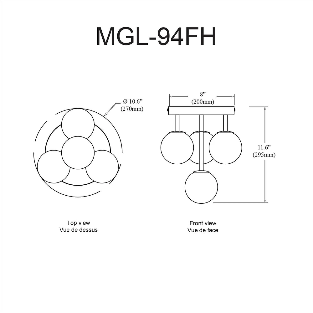 Dainolite MGL-94FH-AGB Flush Mount