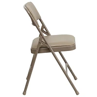 4 Pk. HERCULES Series Curved Triple Braced & Double Hinged Beige Vinyl Metal Folding Chair
