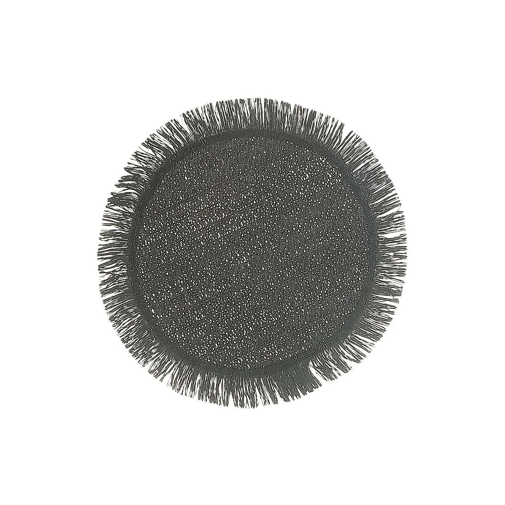 Placemat Rond Tissé Avec Franges Noir 15 X 15 - Ensemble De 12