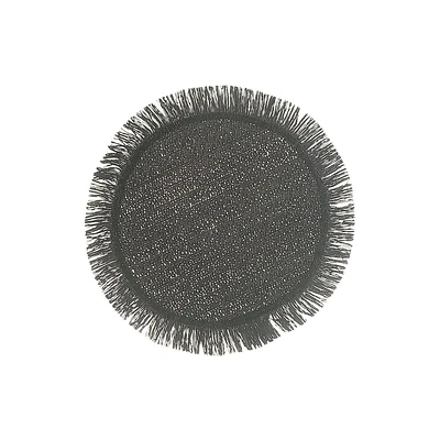 Placemat Rond Tissé Avec Franges Noir 15 X 15 - Ensemble De 12
