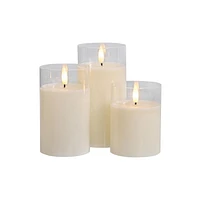 BOUGIE BLANCHE SANS FLAMME HOMETRENDS, paquet de 3 3x3x4 pouces, 3x3x5 pouces, 3x3x6 pouces