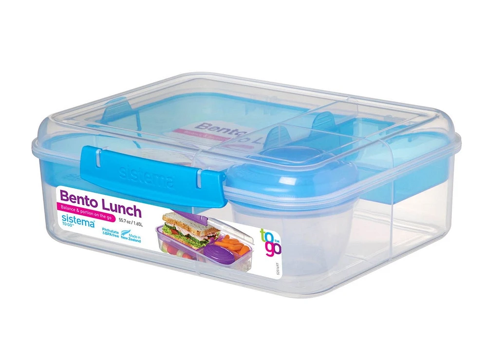 Bento et contenant pour aliments de la collection Sistema To Go, 6,9 tasses, clair, couleurs assorties 1,65 l, Les couleurs varier.