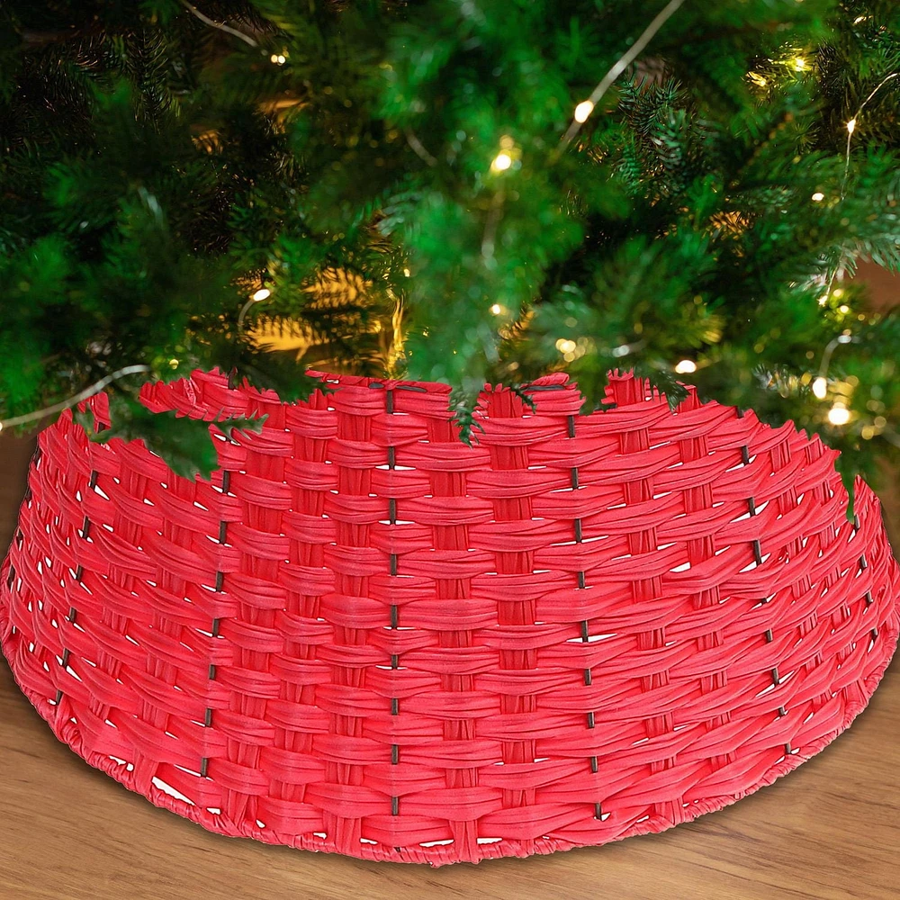 Christmas Basketweave Tree Collar Red