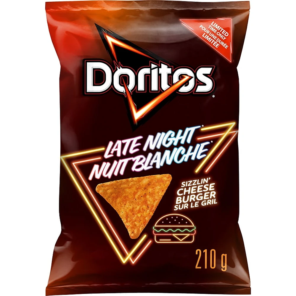 Doritos Late Night Sizzlin' Cheeseburger Tortilla Chips., 210 g.