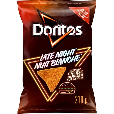 Doritos Nuit blanche chips tortilla aromatisées Cheeseburger sur le gril. 210 g.
