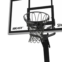 Panneau, panier et filet de basketball portatif réglable en verre trempé Spalding The Beast Stealth avec anneau détachable, 60 po