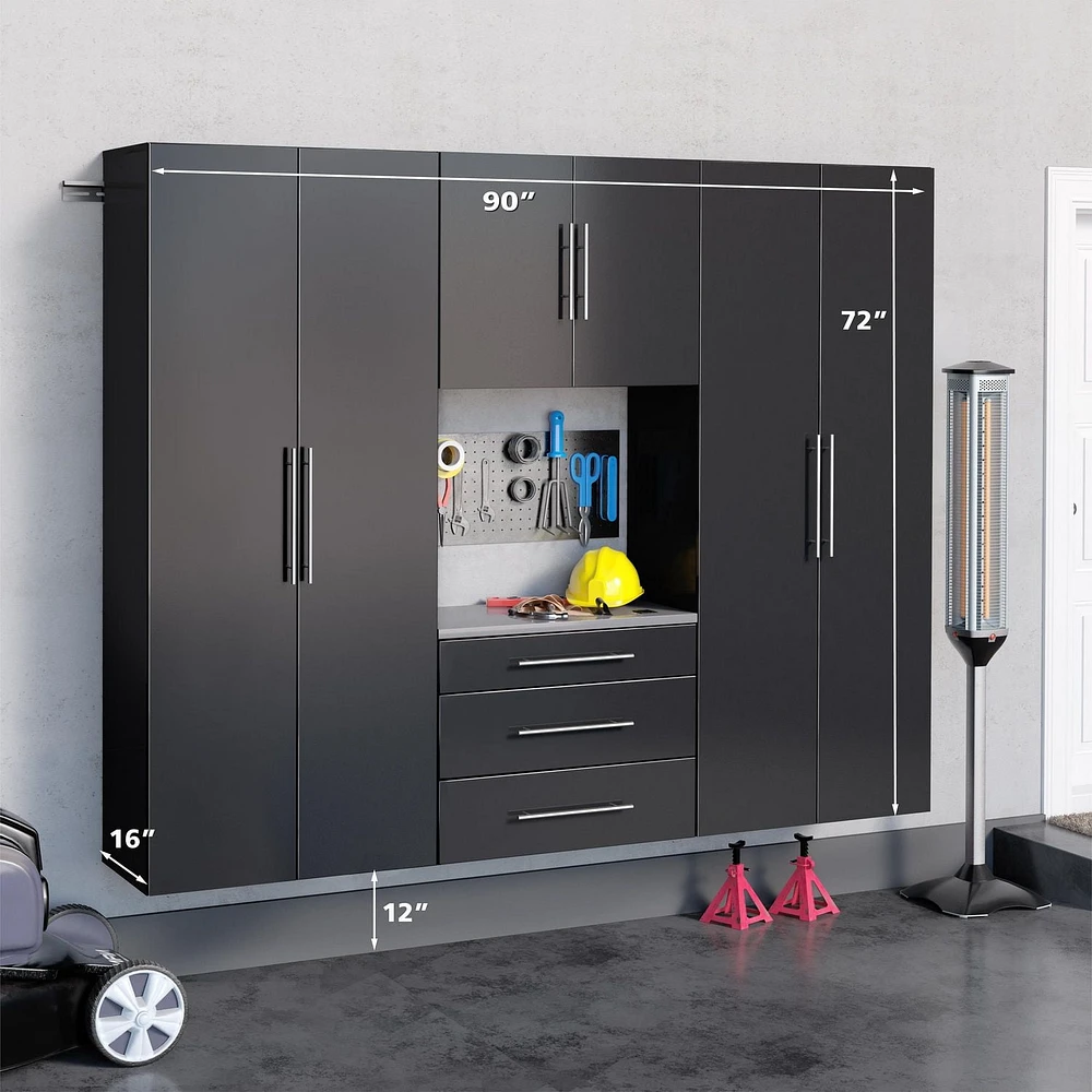 Prepac HangUps 90" Storage Cabinet Set G - 4 pc - Black