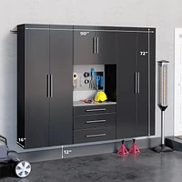 Prepac HangUps 90" Storage Cabinet Set G - 4 pc - Black