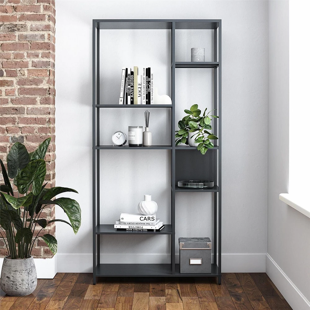 Systembuild Evolution Mission District Metal Bookcase Room Divider, Graphite