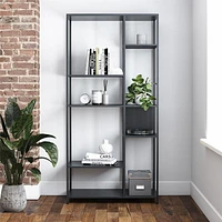 Systembuild Evolution Mission District Metal Bookcase Room Divider, Graphite