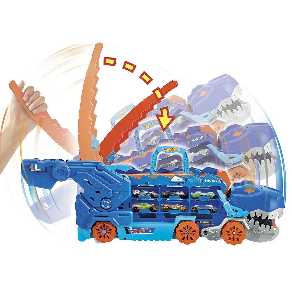 Ensemble Transporteur T-Rex Suprême Ville Hot Wheels et coffret de 5 véhicules (variés), 2 jouets