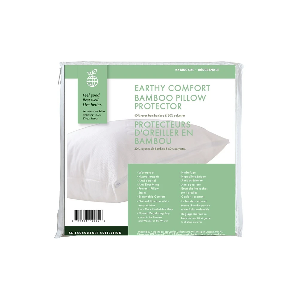 Earthy Comfort Bamboo Pillow Protector - King