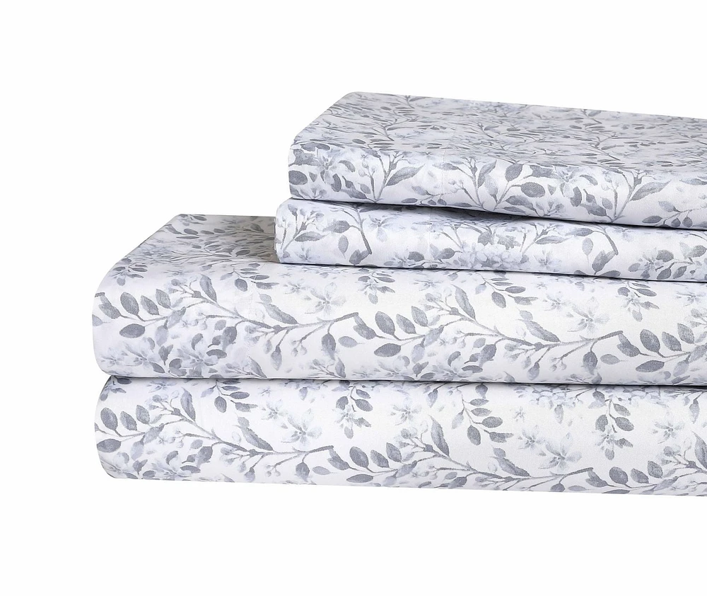 4 Piece Printed Microfibre Sheet Set