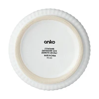 Large White Ribbed Canister