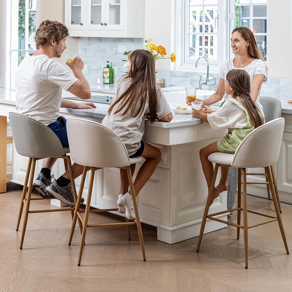 Homy Casa Contemporary Set of 2 Swivel UpholsteryCounter Height Bar Stool Oak Finished Metal Legs