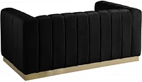 K-LIVING SHANNON CAUSEUSE EN TISSU DE VELOURS NOIR AVEC CADRE ACCENT DORÉ