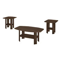 Monarch Specialties Ensemble De Table, Ensemble 3pcs, Café, Bout, Côté, Accent, Salon, Stratifié, Noyer, Transitionnel