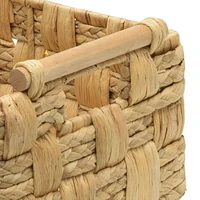 Panier de rangement tissé jacinthe d'eau et feuilles naturelles fini naturel
