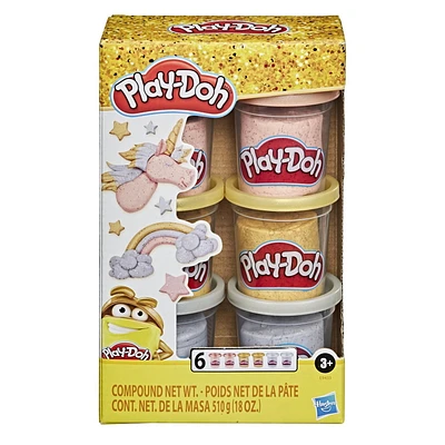 Play-Doh, Collection de pâte à modeler métallique, pack de 6 pots de 84 g de pâte, loisir créatif pour enfants À partir de 3 ans