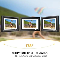 KODAK WiFi Digital Picture Frame, 10.1 Inch 1280 * 800 Resolution Touch Screen with 16GB Storage,Effortless to Set up,Share Video and Photos via E-Mail or App-Gift for Friends and Family(Grey Wood)