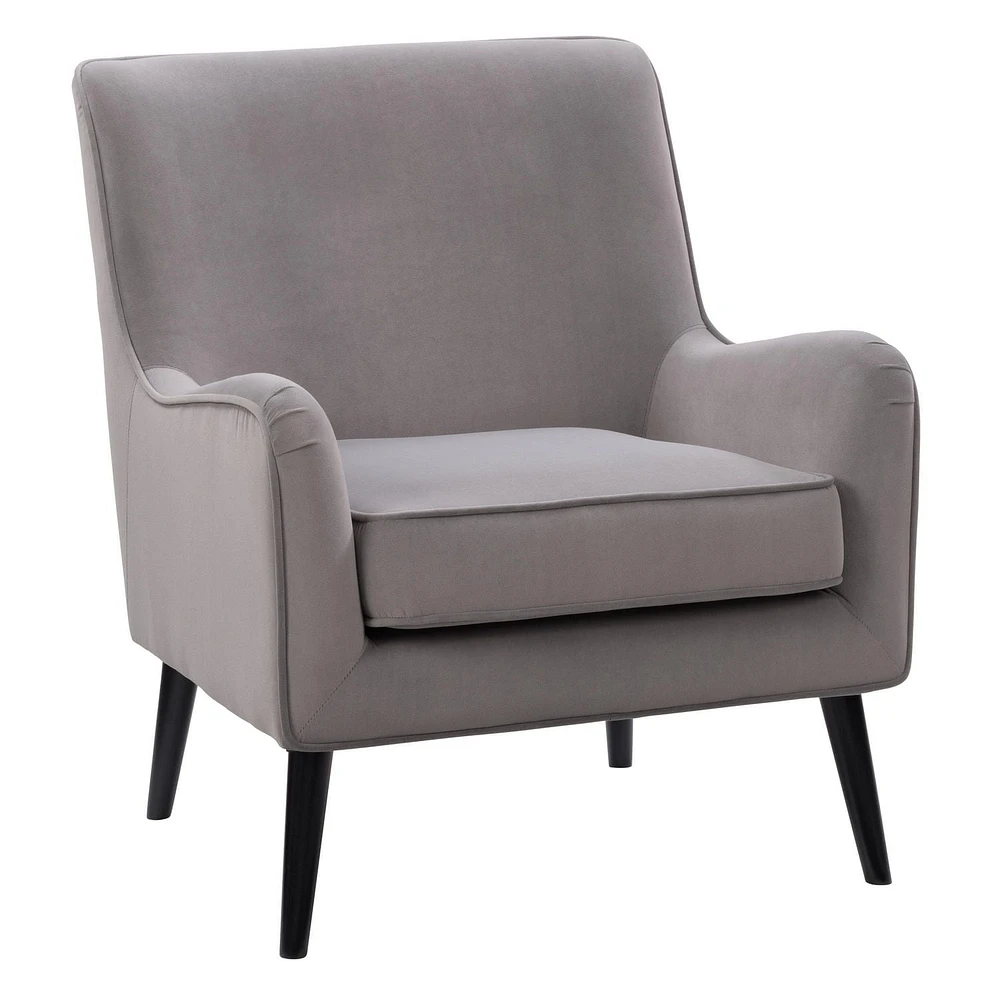 Chaise d'appoint moderne en velours Isla avec pieds en bois effilés